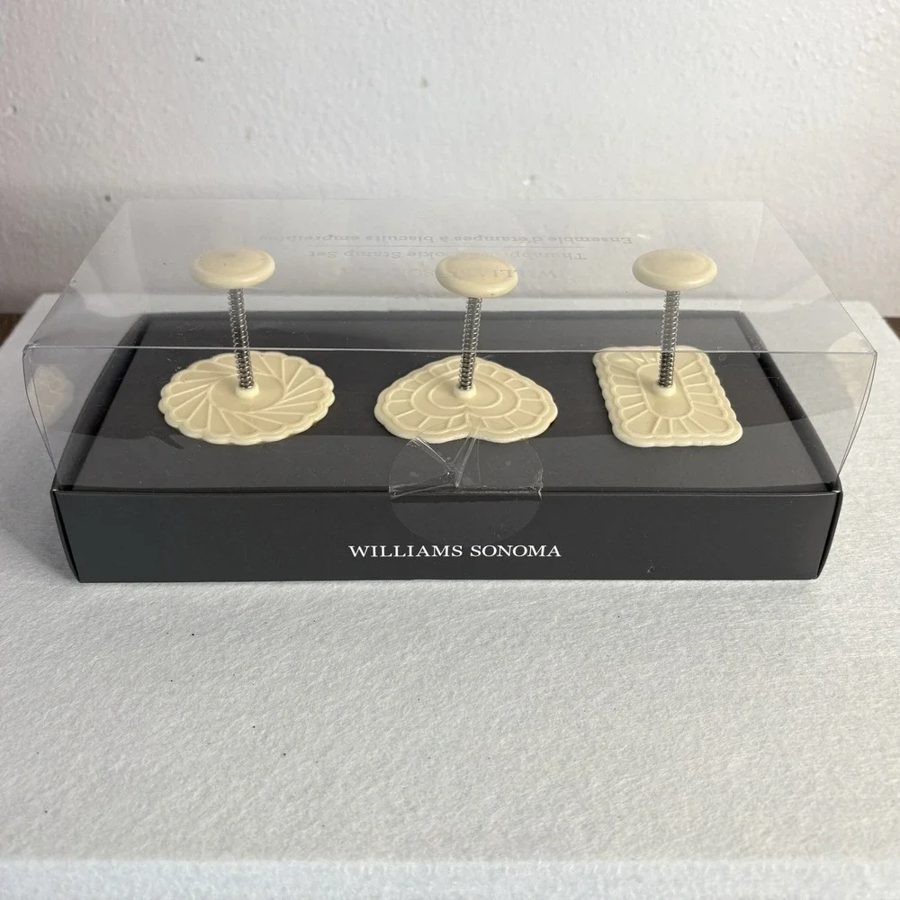 William Sonoma Thumbprint Cookie Stamp Set Of 3 Baking Christmas Holiday NEW